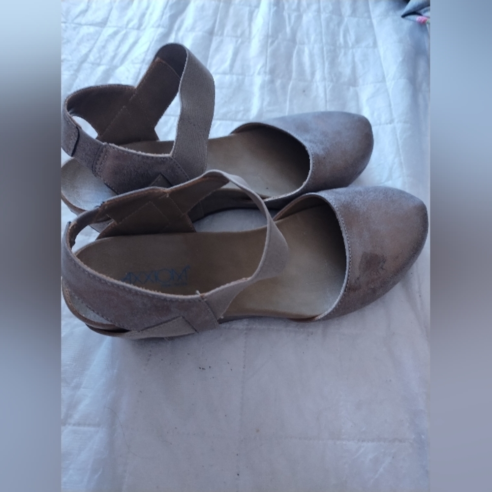 Women’s Taupe Suede Axxiom Wedges with Ankle Strap